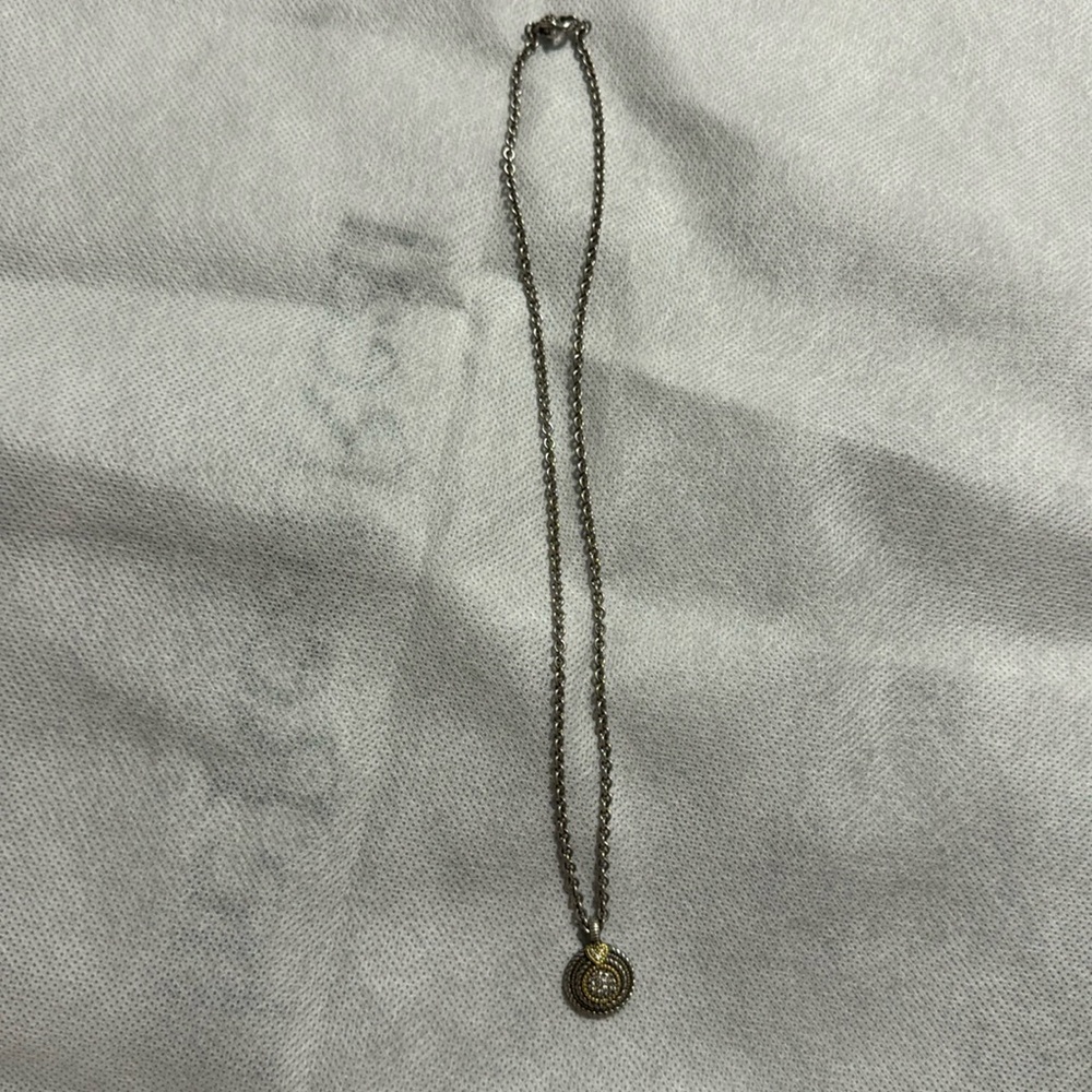 Judith Ripka JR 18k gold sterling diamond Lenox collection enhancer w/ chain
